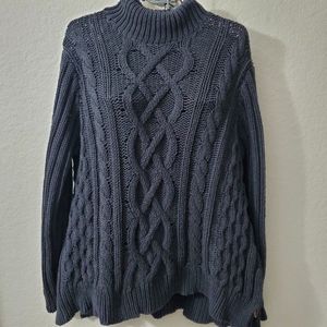 Anthropologie Neesh by D.A.R Cable Knit Cozy Sweater Turtleneck Pullover Black L